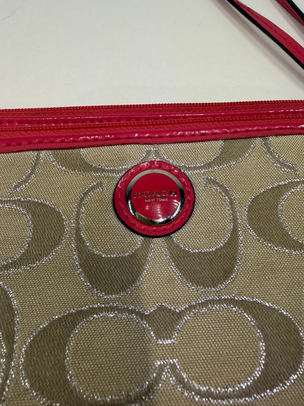 Coach Signature C’s Canvas Wristlet with Pink Trim - Picture 13 of 13